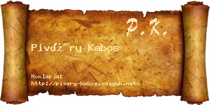 Piváry Kabos névjegykártya